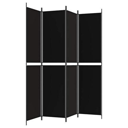Rumsavdelare 4 paneler svart 200x220 cm tyg