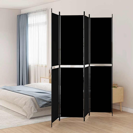 Rumsavdelare 4 paneler svart 200x220 cm tyg