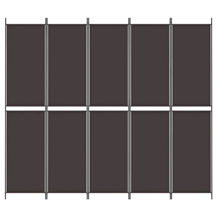 Rumsavdelare 5 paneler brun 250x220 cm tyg