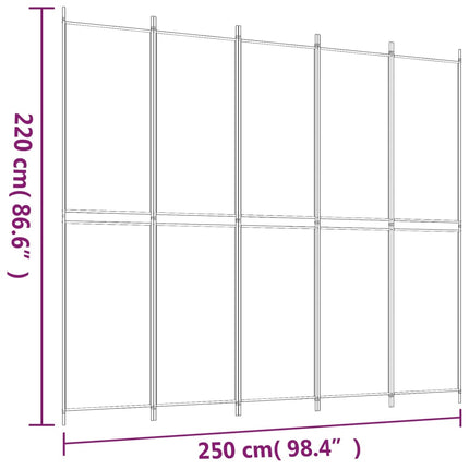 Rumsavdelare 5 paneler antracit 250x220 cm tyg