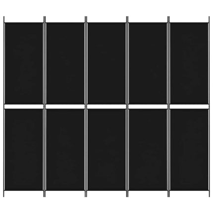 Rumsavdelare 5 paneler svart 250x220 cm tyg