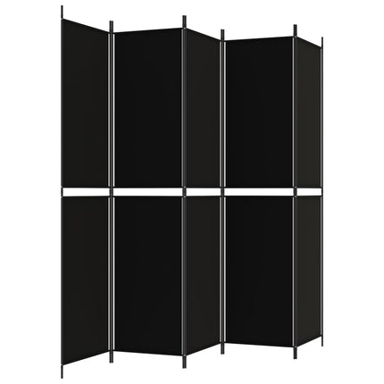 Rumsavdelare 5 paneler svart 250x220 cm tyg