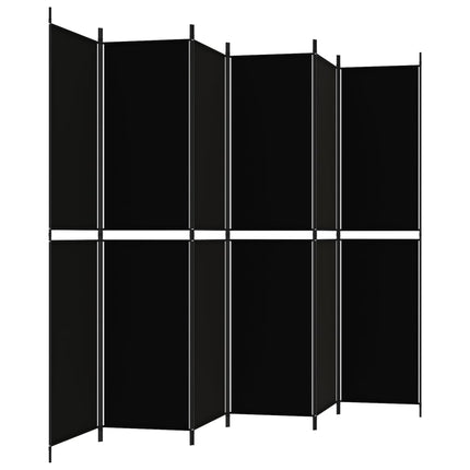 Rumsavdelare 6 paneler svart 300x220 cm tyg