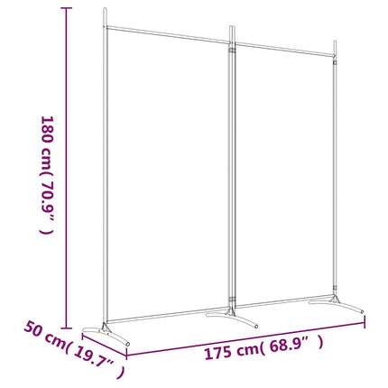 Rumsavdelare 2 panel svart 175x180 cm tyg