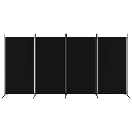 Rumsavdelare 4 paneler svart 346x180 cm tyg