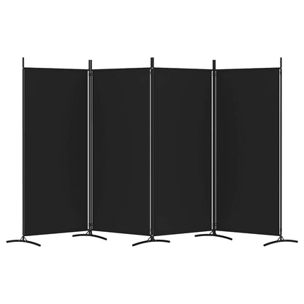 Rumsavdelare 4 paneler svart 346x180 cm tyg