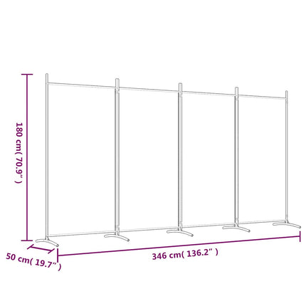 Rumsavdelare 4 paneler svart 346x180 cm tyg