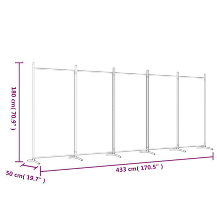 Rumsavdelare 5 paneler antracit 433x180 cm tyg