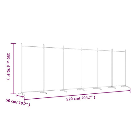 Rumsavdelare 6 paneler brun 520x180 cm tyg
