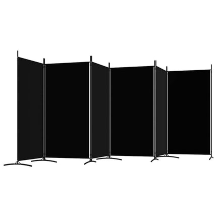 Rumsavdelare 6 paneler svart 520x180 cm tyg