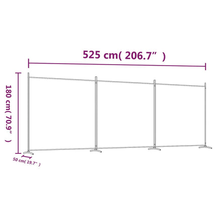 Rumsavdelare 3 paneler svart 525x180 cm tyg