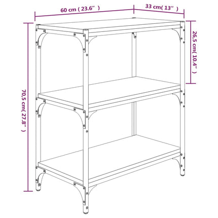 Bokhylla sonoma-ek 60x33x70,5 cm konstruerat trä och stål