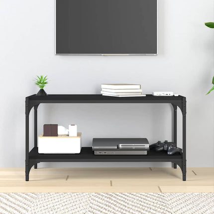 Tv-bänk svart 80x33x41 cm Konstruerat trä och stål