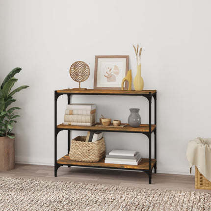Bokhylla rökfärgad ek 80x33x70,5 cm konstruerat trä och stål