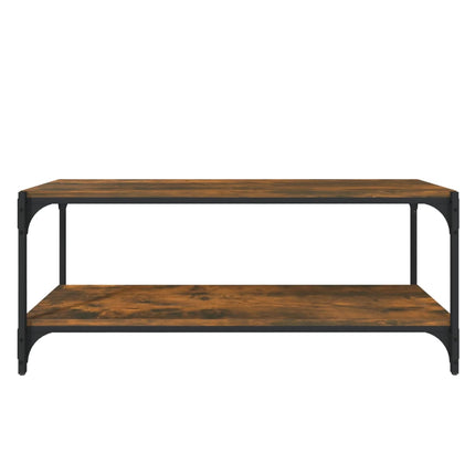 Tv-bänk rökfärgad ek 100x33x41 cm konstruerat trä och stål
