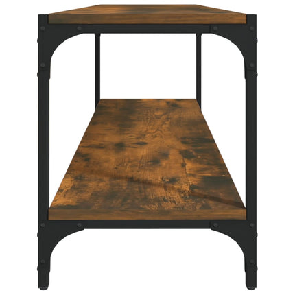 Tv-bänk rökfärgad ek 100x33x41 cm konstruerat trä och stål