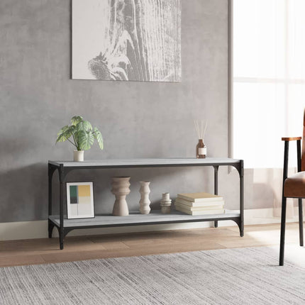Tv-bänk grå sonoma 100x33x41 cm konstruerat trä och stål