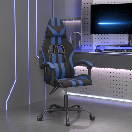 Snurrbar gamingstol svart och blå konstläder