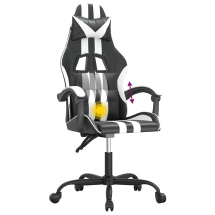 Snurrbar gamingstol svart och vit konstläder