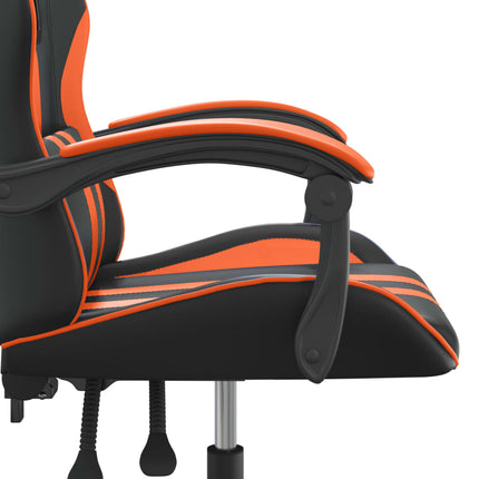 Snurrbar gamingstol svart och orange konstläder