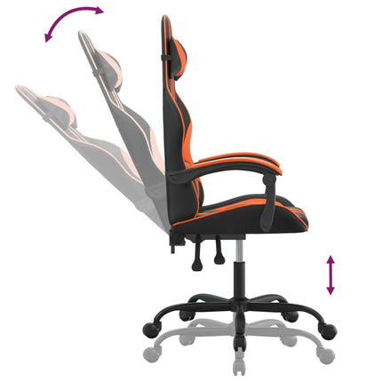 Snurrbar gamingstol svart och orange konstläder