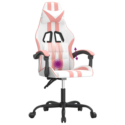 Gamingstol vit och rosa konstläder