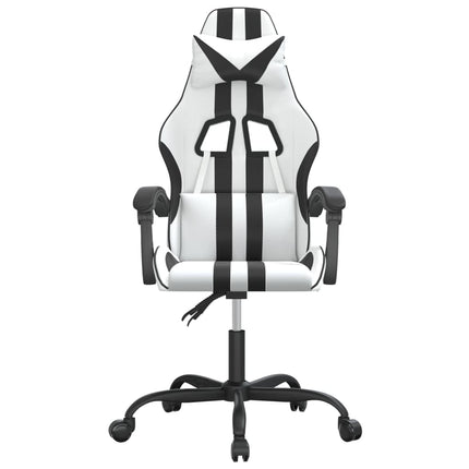 Snurrbar gamingstol vit och svart konstläder