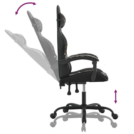 Snurrbar gamingstol svart och kamouflage konstläder