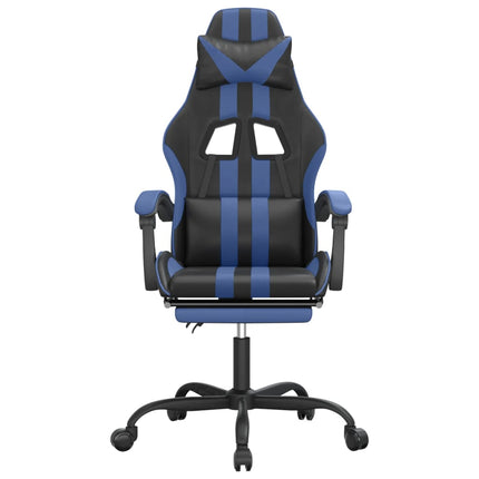 Gamingstol och fotstöd svart och blå konstläder