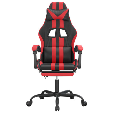 Snurrbar gamingstol med fotstöd svart och röd konstläder