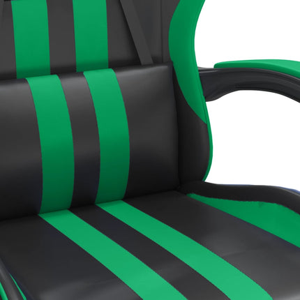 Snurrbar gamingstol med fotstöd svart och grön konstläder