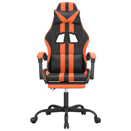 Snurrbar gamingstol med fotstöd svart och orange konstläder