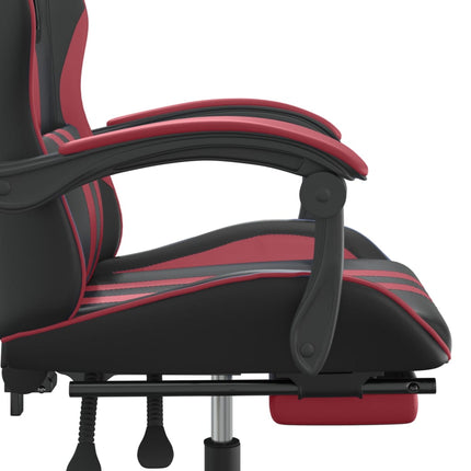 Snurrbar gamingstol med fotstöd svart och vinröd konstläder