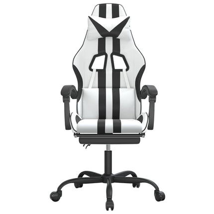 Snurrbar gamingstol med fotstöd vit och svart konstläder
