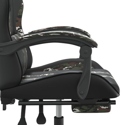 Snurrbar gamingstol med fotstöd svart kamouflage konstläder