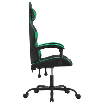 Snurrbar gamingstol svart och grön konstläder