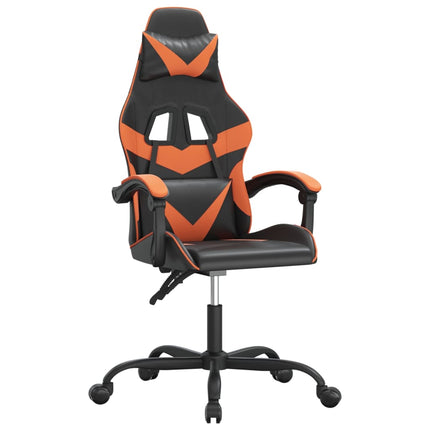 Snurrbar gamingstol svart och orange konstläder