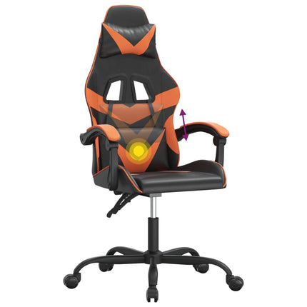 Snurrbar gamingstol svart och orange konstläder