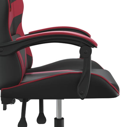 Snurrbar gamingstol svart och vinröd konstläder