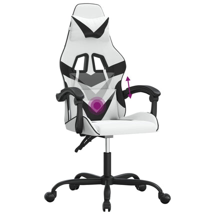 Snurrbar gamingstol vit och svart konstläder