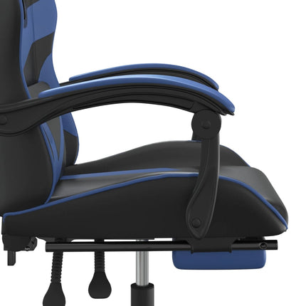 Gamingstol och fotstöd svart och blå konstläder
