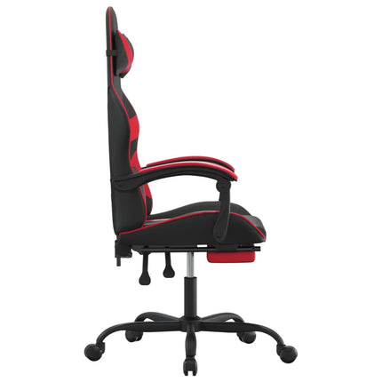 Snurrbar gamingstol med fotstöd svart och röd konstläder