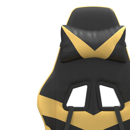 Snurrbar gamingstol med fotstöd svart och guld konstläder