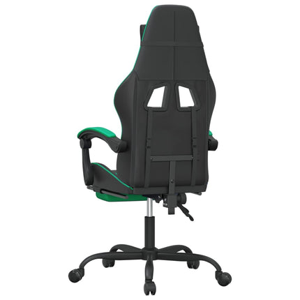 Snurrbar gamingstol med fotstöd svart och grön konstläder