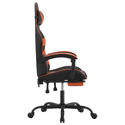 Snurrbar gamingstol med fotstöd svart och orange konstläder