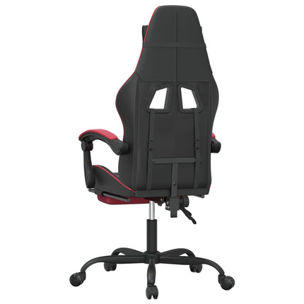 Snurrbar gamingstol med fotstöd svart och vinröd konstläder