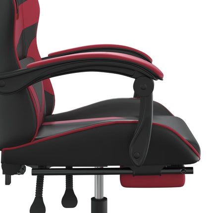 Snurrbar gamingstol med fotstöd svart och vinröd konstläder