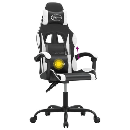 Snurrbar gamingstol svart och vit konstläder