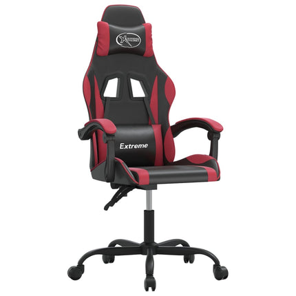 Snurrbar gamingstol svart och vinröd konstläder