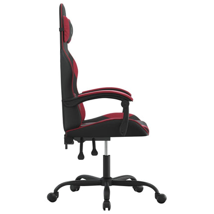 Snurrbar gamingstol svart och vinröd konstläder